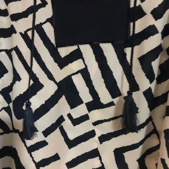 Chicos polyester split neck blouse with tassels. Blue and white - Picture 2 of 3